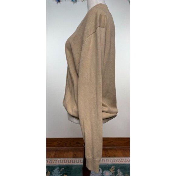 Perry Ellis Beige Cotton V-Neck Sweater Size M - Picture 2 of 6